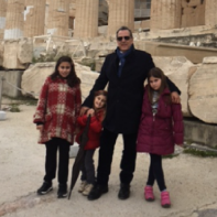 managing director Athanasios Pasvanis with his children in Greece.
